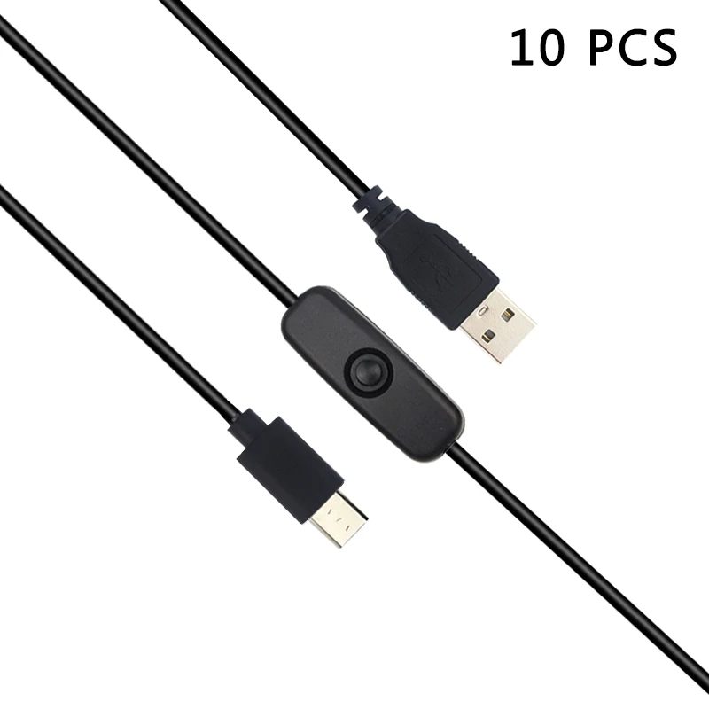 

10 шт. переключатель Micro USB на USB A Кабель питания 1 м зарядный провод с кнопкой ВКЛ/ВЫКЛ для Raspberry Pi 3B/2B/Zero/сотового телефона