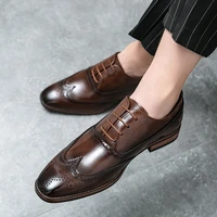 2021 men shoes zapatos hombr british autumn leather platform shoes cutout men quality dress shoes oxfords brogue shoes business