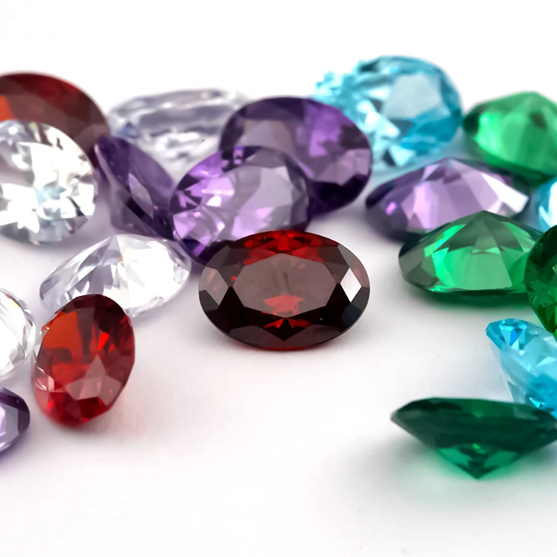 

3x5-10x12mm Oval CZ Stones White Green SeaBlue Purple Garnet 5 Mix Colors Loose Cubic Zirconia Stone for Jewelry Making