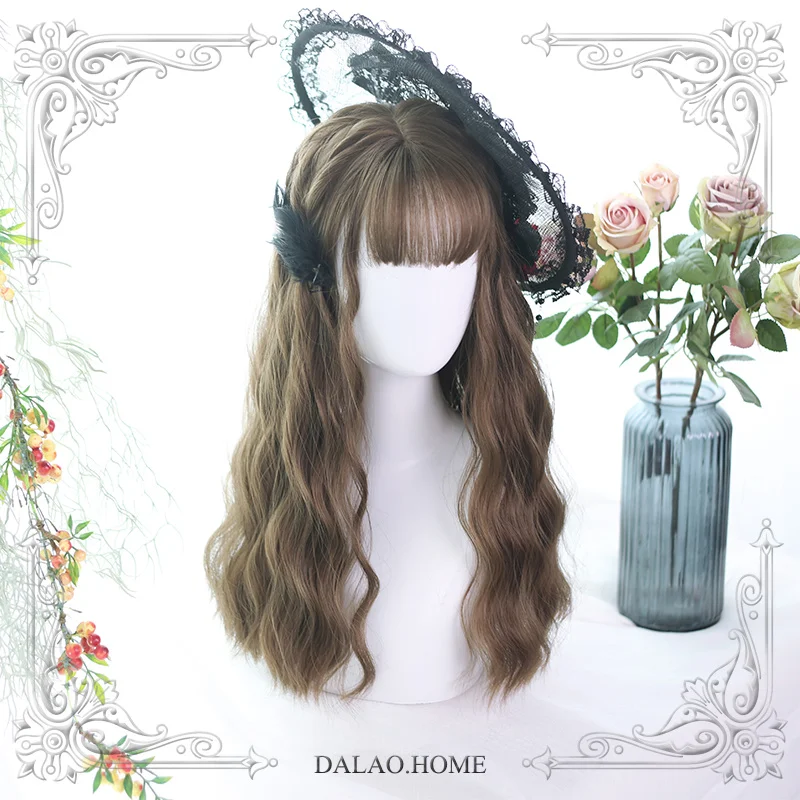 

High Quality Harajuku Soft Girl Lolita Corn Roll Water Ripple Flax Cyan Wig Costume Party