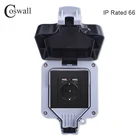 Coswall IP66 водонепроницаемый анти-УФ пыленепроницаемый наружный настенная розетка стандарта ЕС с двойным USB-зарядным устройством