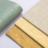 gold plating xuan paper calligraphy rice paper gold foli hslf ripe xuan paper with grids thicken chinese calligraphy papers