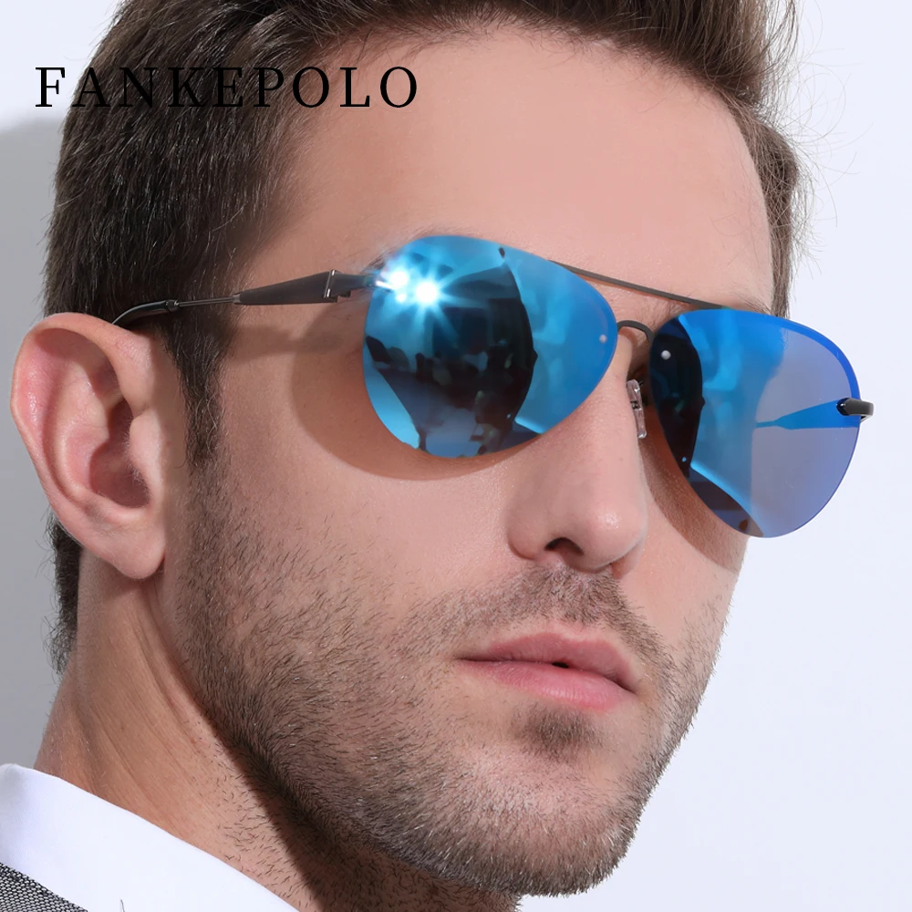 FANKEPOLO new men's retro sun eye round metal polarizer luxury brand designer sun eye black driving mirror goggles fashion