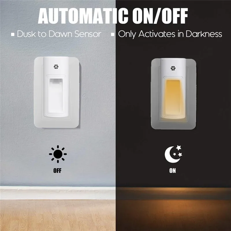 2 LED PIR Motion Sensor Night Light Bathroom Lamp Lighting Bulb Plug In US/UK/EU | Лампы и освещение