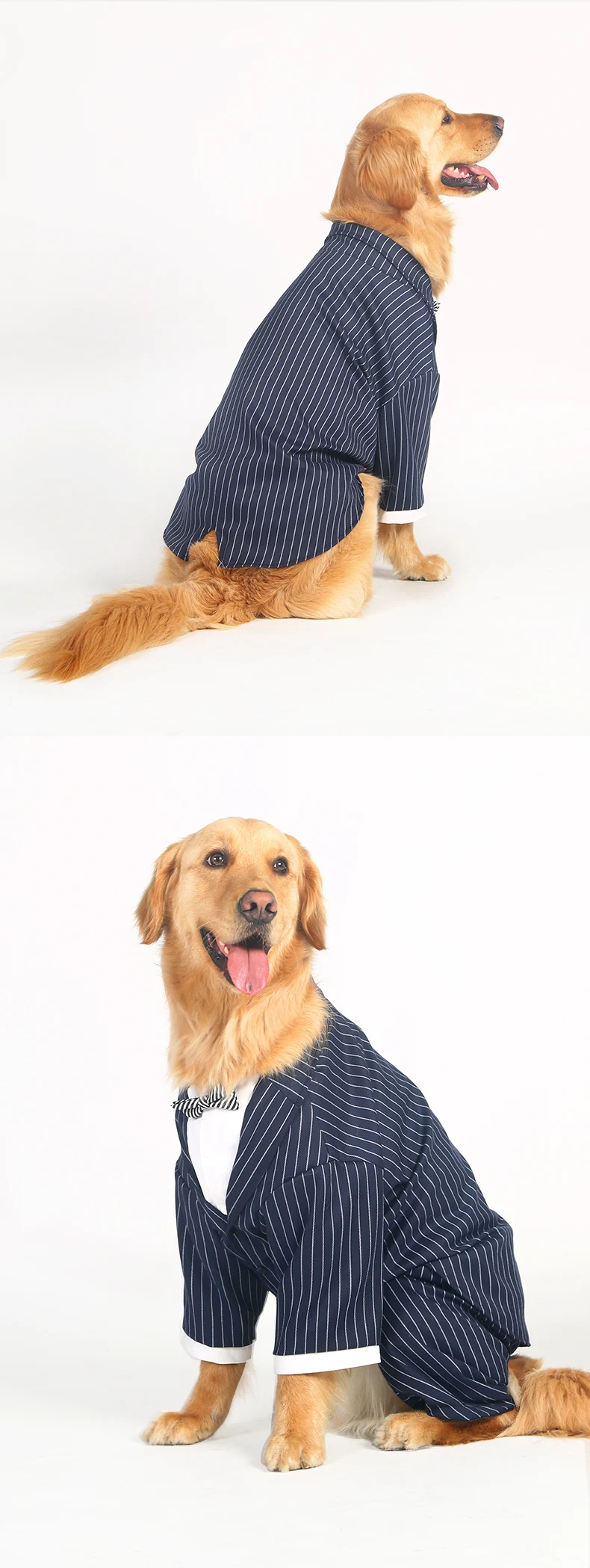 

Cute big dog striped bow tie suit clothes party dog clothes handsome cool boy suit big dog jacket