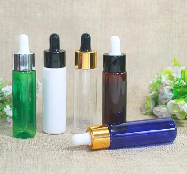 50pcs/lot 30ml Empty PET Aluminum Dropper Oil Essential Bottle In Refillable Drop Liquid Pipette Bottles Wholesale | Красота и