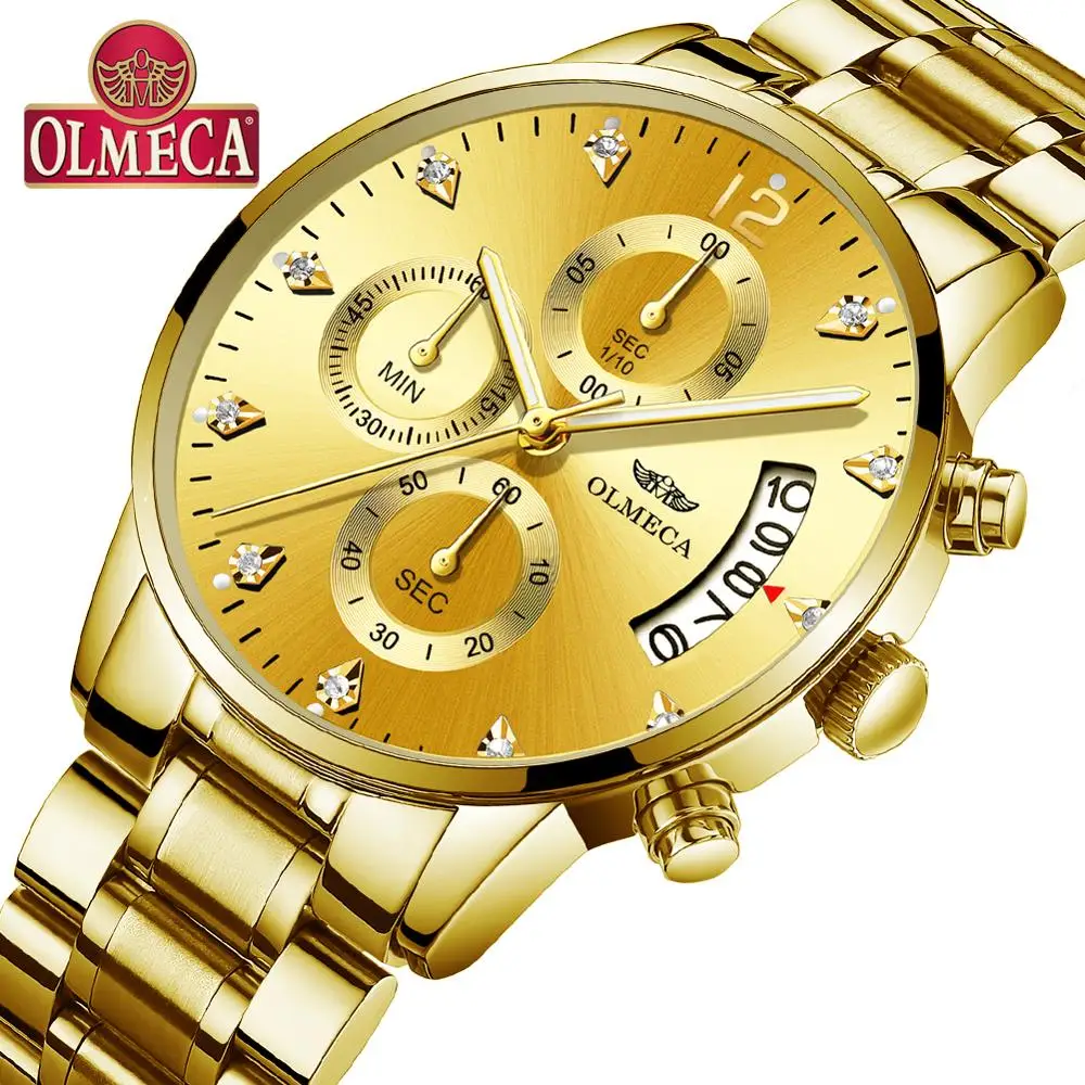 Часы мужские кварцевые с автоматической датой деловые браслетом из нержавеющей