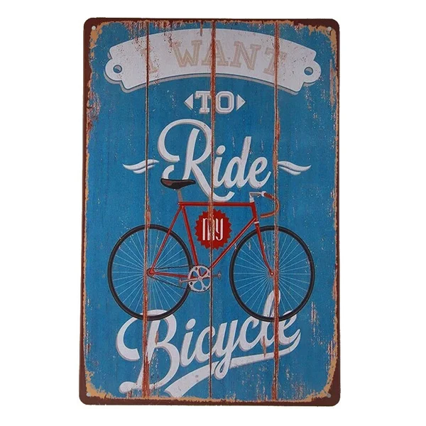 

"I Want to Ride My Bicycle" Tin Sign Metal Art Poster Restaurant Lounge Bar Wall Decor