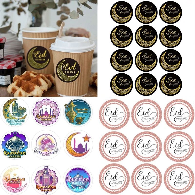 60 шт./компл. Eid украшение Мубарак бумажный стикер печатная этикетка 4 см