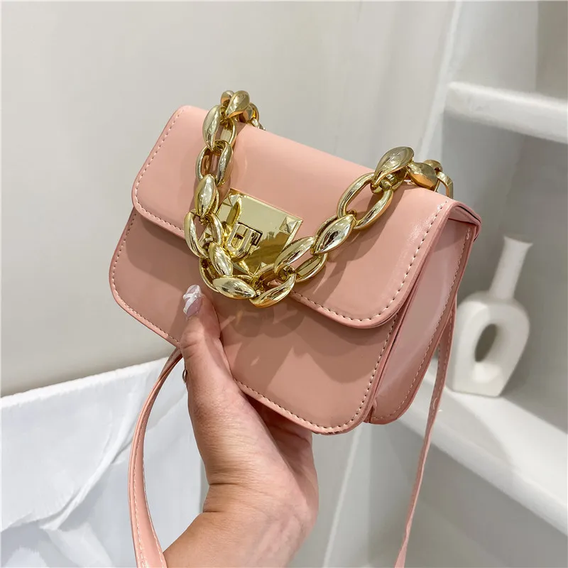 

Сумка-мессенджер на плечо с цепочкой розового и золотого цвета, женская сумка через плечо, женская модная сумка-тоут, роскошные кожаные клат...