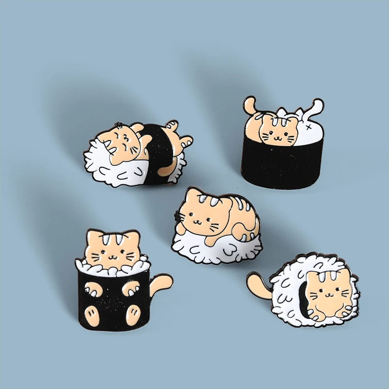 

Cartoon Sushi Cat Enamel Pins Badge Cute Food Brooches for Women Anime Animal Lapel Pin Backpacks Metal Jewelry Gift Wholesale