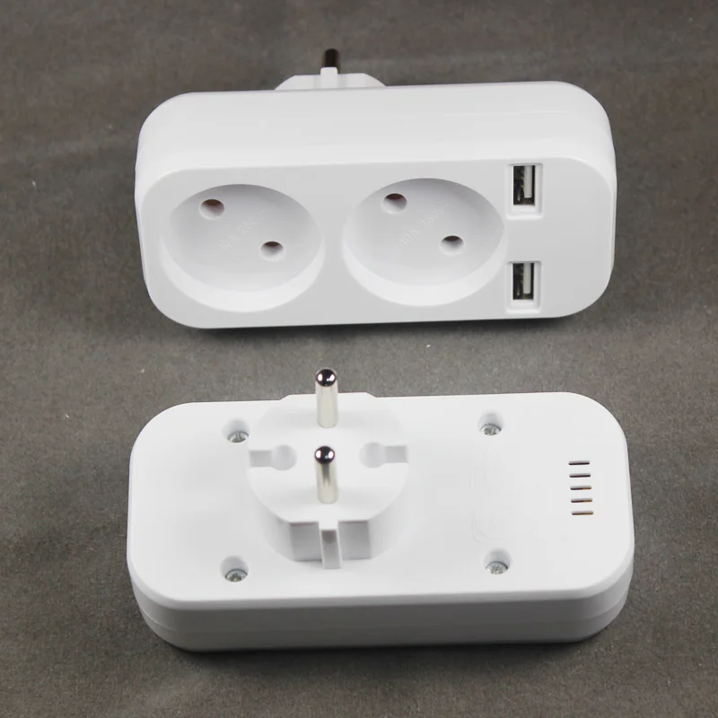 

EU Extension Double socket adapter with 2 USB Power Strip EU Plug Adapter Smart Socket Powercube Electric Z6-01