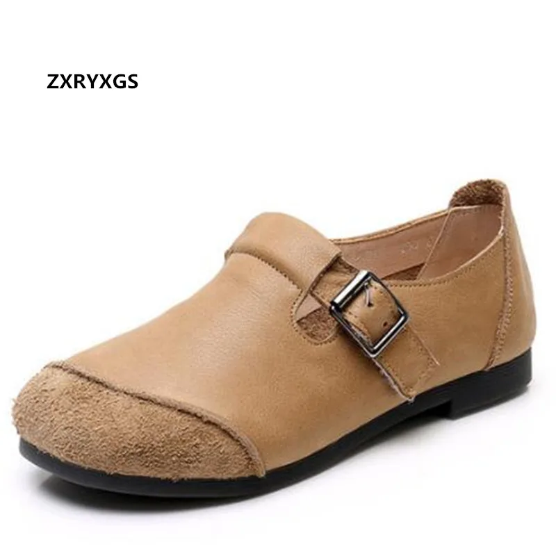 

Женские туфли из натуральной воловьей кожи, на плоской подошве