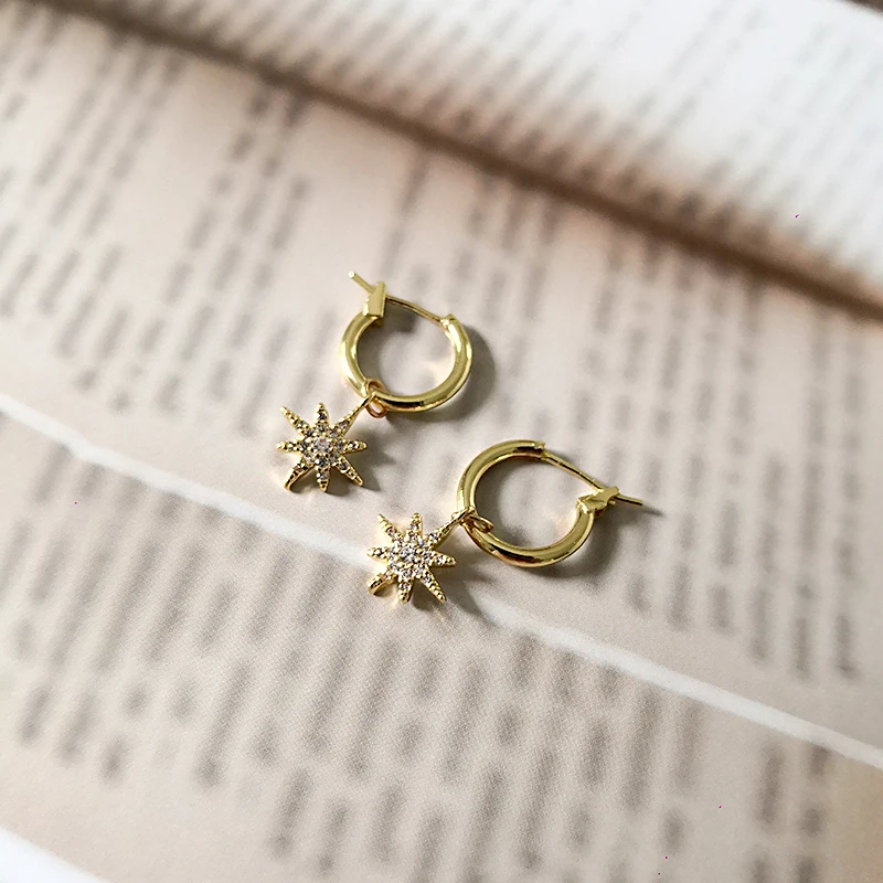 Peri'sBox Delicate Starburst Fake Ear Cuff Earrings for Women No Piercing Cz Star Clip Helix Boucles d oreille | Украшения и