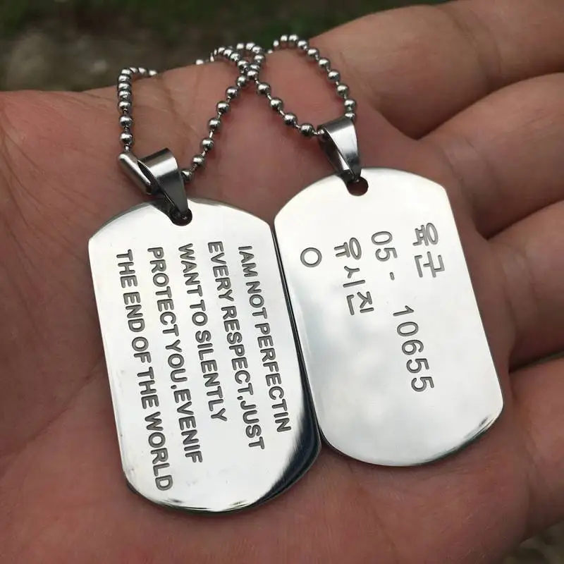 

Army Style Tags Chain Mens Pendant Stainless Steel Men Nameplate Military