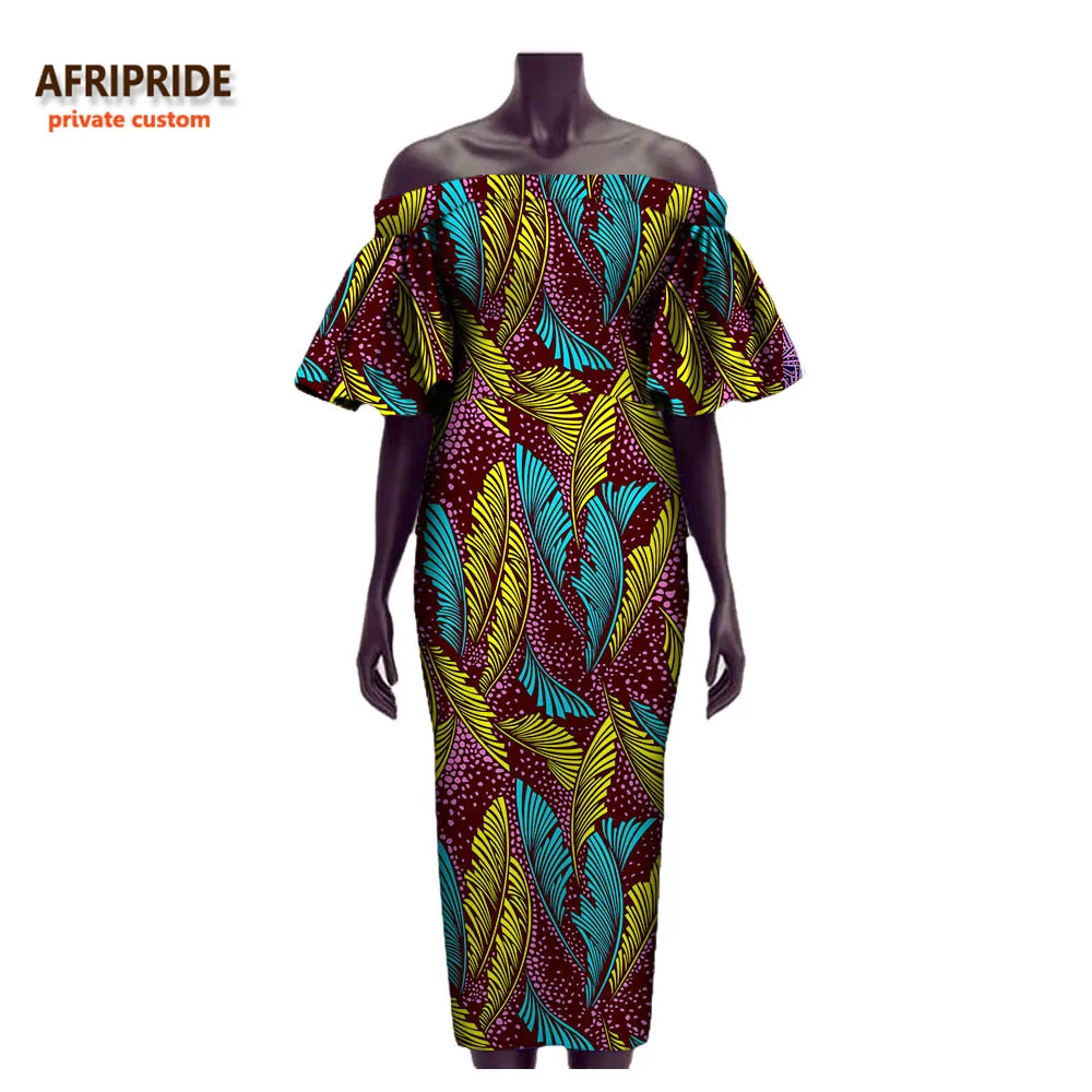 Осеннее Африканское платье для женщин AFRIPRIDE с открытыми плечами и расклешенными