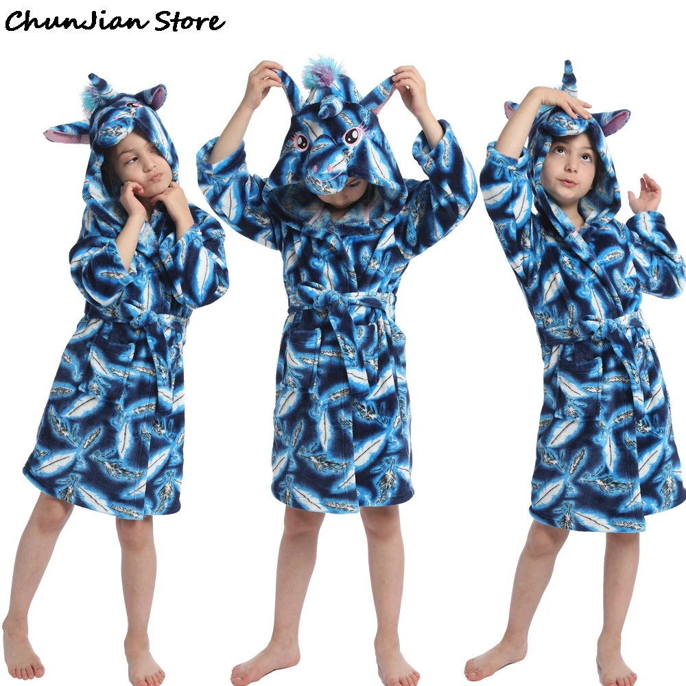Детские пижамы для мальчиков и девочек детские Банные халаты в виде единорога