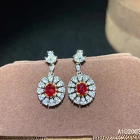 kjjeaxcmy fine jewelry 925 sterling silver inlaid natural ruby female earrings ear studs trendy support detection