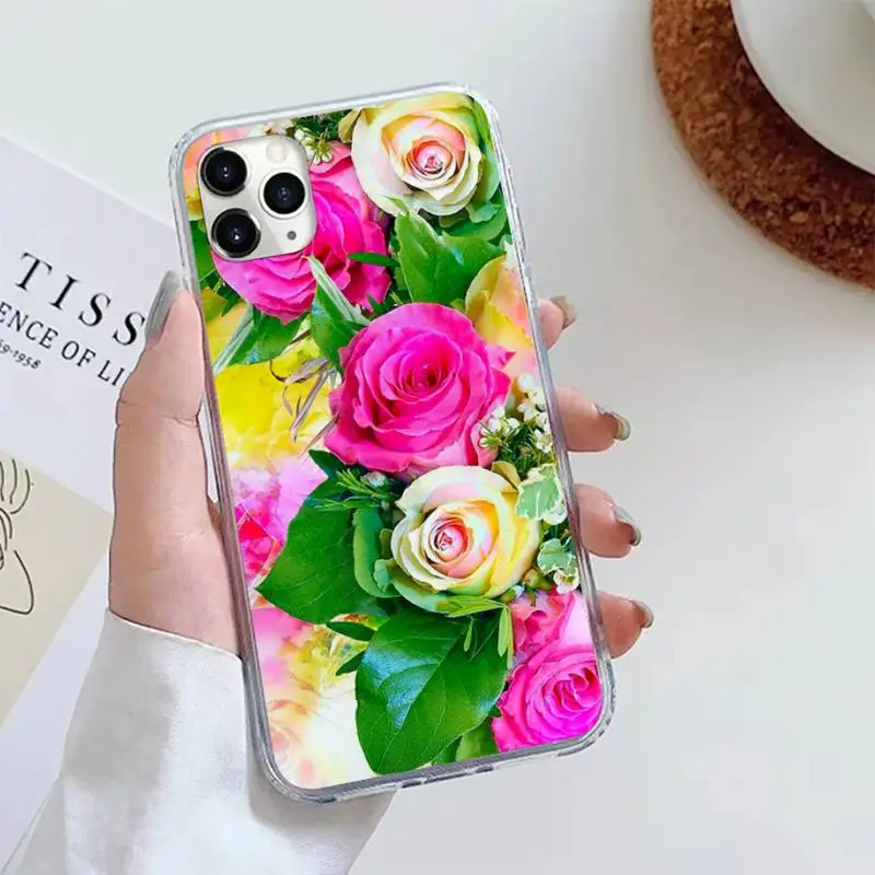 

Rose flower Newly Arrived Pretty funda coque cover Phone Case For iphone 12 5 5s 5c se 6 6s 7 8 plus x xs xr 11 pro max
