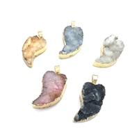 natural stone gems leaf agate pendant handmade crafts diy trend exquisite retro charm necklace jewelry accessories gift making