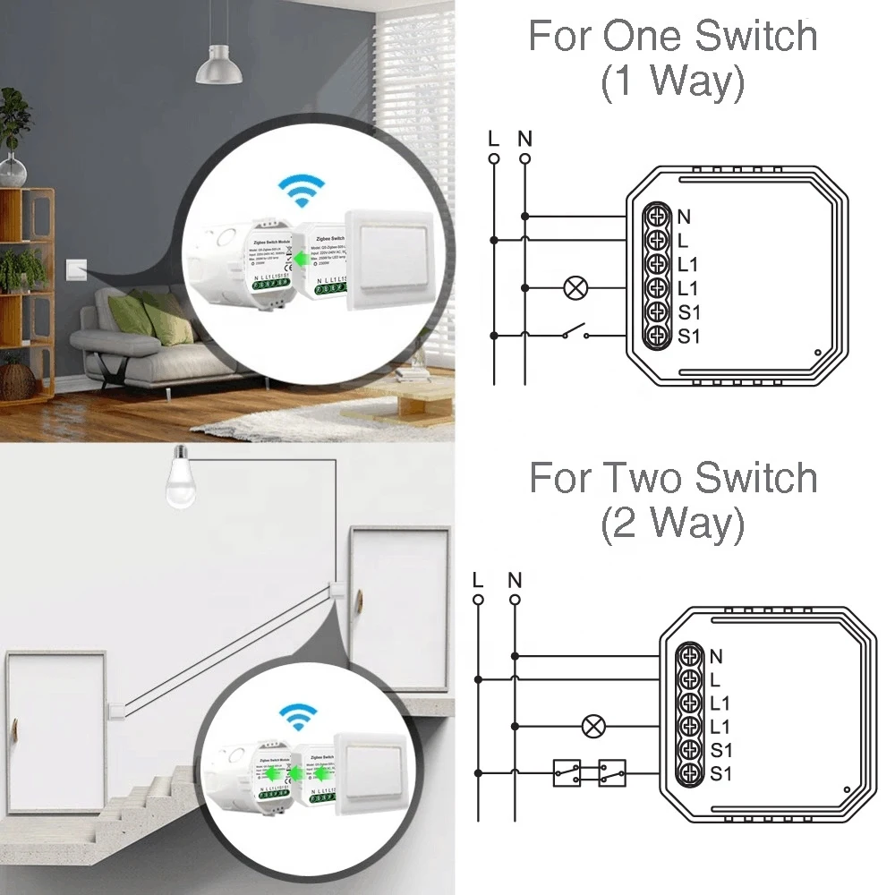 Tuya Zigbee 3 0 Smart модуль автоматического включения света Esp8266 No/с нейтральным ЕС 220V 2 Way