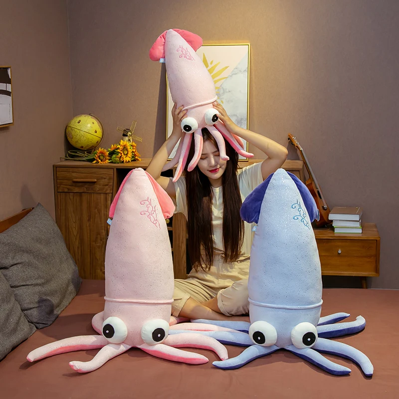 

1 шт. 70/90 см Kawaii морских животных плюшевый кальмар Подушка Мягкие игрушки Reborn Baby Doll, детям, подарок на день рождения украшение дома
