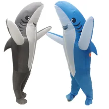 Adult Sharks Inflatable Costumes Halloween Cosplay Costume Seafish gray Shark Mascot Fancy Party Role Play Peformance Disfraz