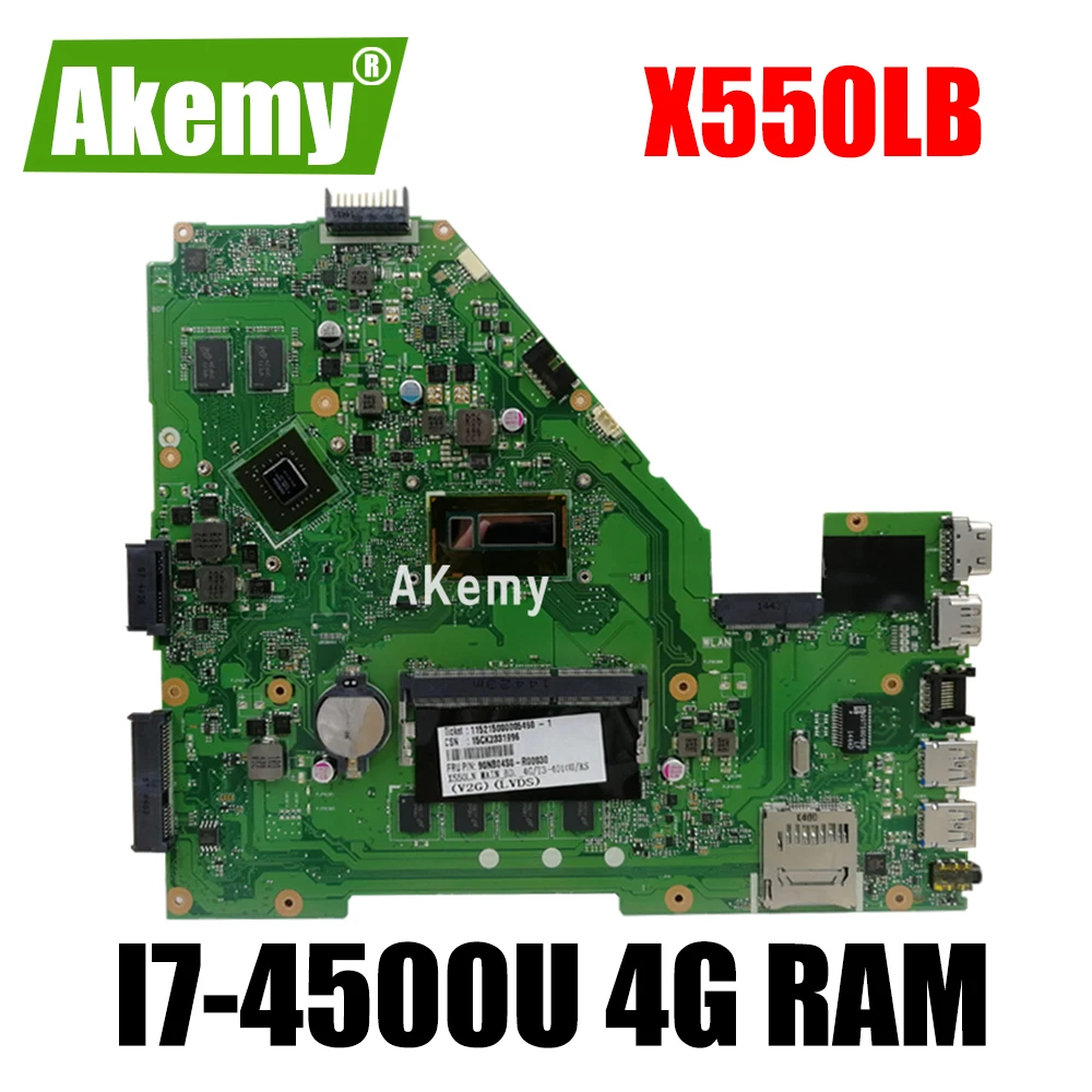X550LB материнская плата для ноутбука For Asus X550 X550LD X550LN тест оригинальная 4G RAM Gt740M/I7-4500U