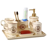 bathroom set liquid ceramics soap dispenserdish toothbrush holder gargle cup tray cotton swab box sell separately nordic style