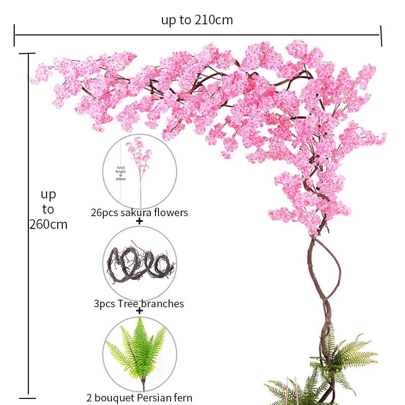 

Cherry Blossom Tree Set Artificial Flowers Suit Silk Sakura Branch For Outdoor Home Wedding Backdrop Party Office Decoration