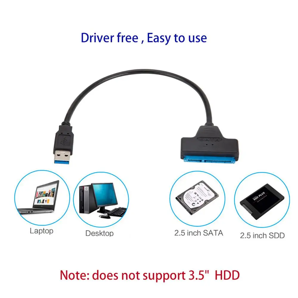 Адаптер USB 3 0 к SATA Cabel адаптер 2 5-дюймовым жестким дискам 22 pin конвертер с
