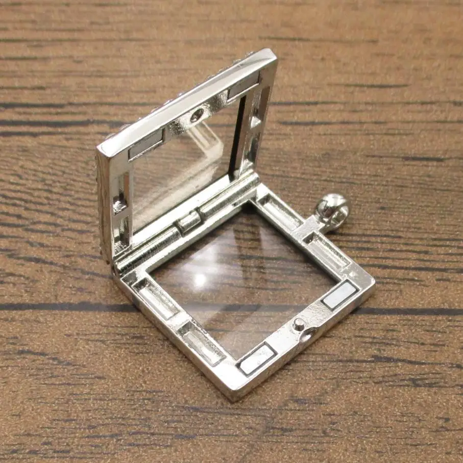 Square Magnet Floating Locket 1PCS/Lot 35×28mm Memory Glass With Rhinestones DIY Necklace Craft 2 Colors Available-TS0047 | Украшения и