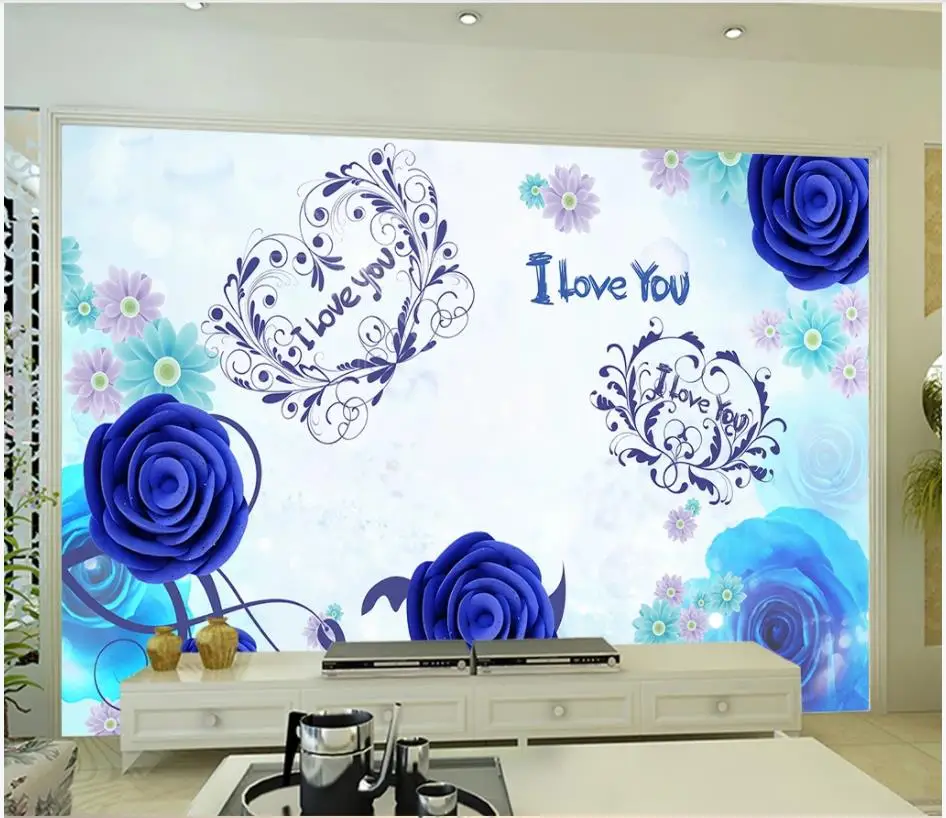 Пользовательские фото обои 3d фрески для стен 3 d романтическая синяя Роза цветок