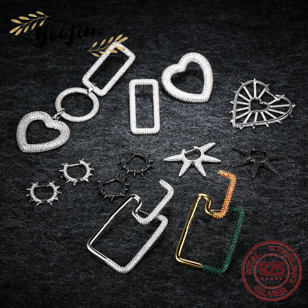 

Женские серьги-клипсы в виде сердца из циркония, серебро 925 пробы