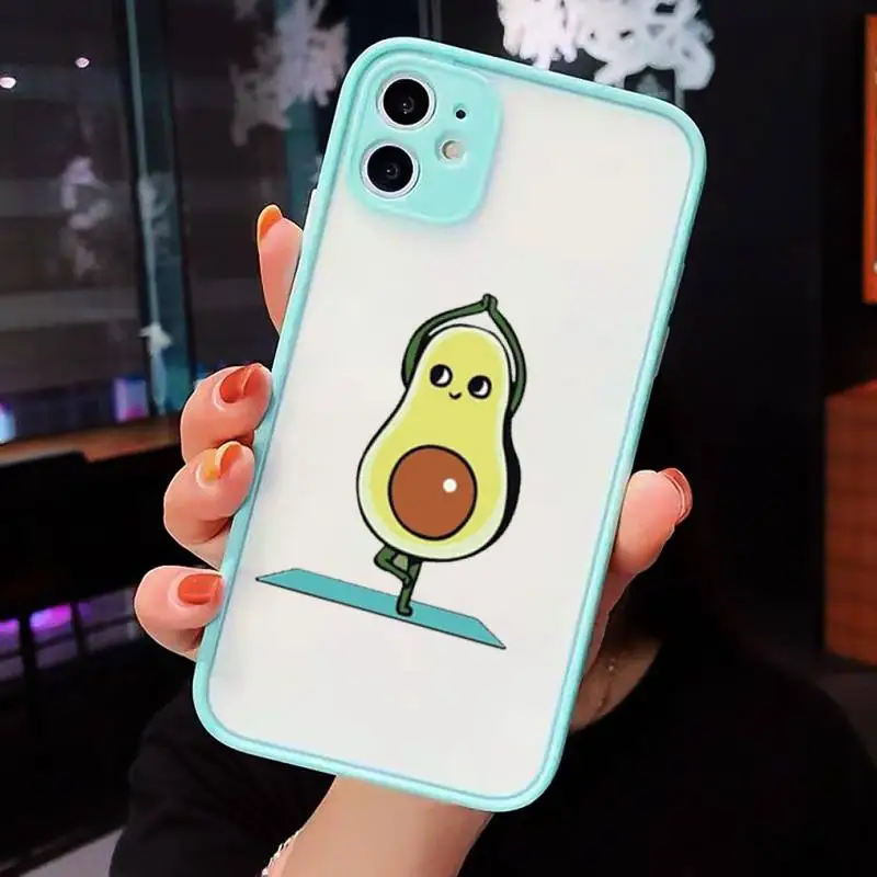 

Green Avocado funny cartoon fruit Phone Cases Matte Transparent for iPhone 7 8 11 12 s mini pro X XS XR MAX Plus cover funda