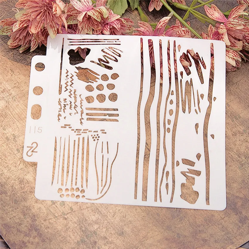 13x14 см АБСТРАКТНЫЕ ПОЛОСЫ Скрап Трафареты спрей Пластик пресс-форм щит форма для