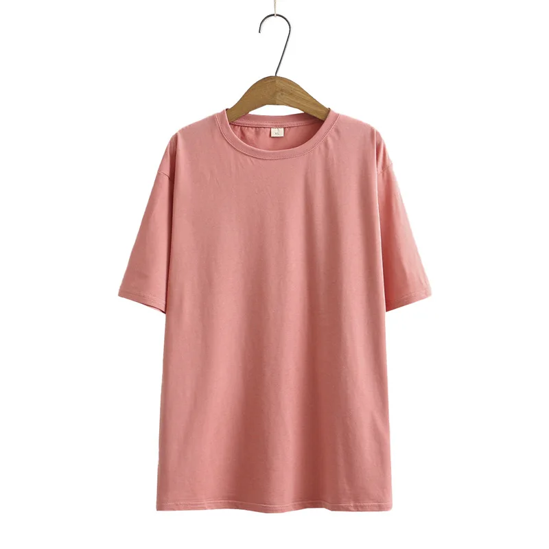 

Женская Базовая футболка, женские футболки, летняя повседневная одежда 2021, женские топы с коротким рукавом и круглым вырезом, однотонная хл...