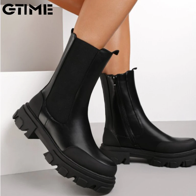 

Real Leather Ankle Boots For Women Fashion Platform Winter Shoes Woman Short Boot Office Lady Footwear #LAHXZ-7