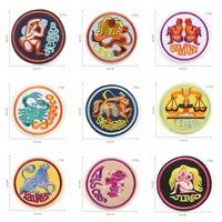 astrology zodiac signs constellation punk iron on patch embroidered clothes patch for clothing woman clothes stickers wholesale