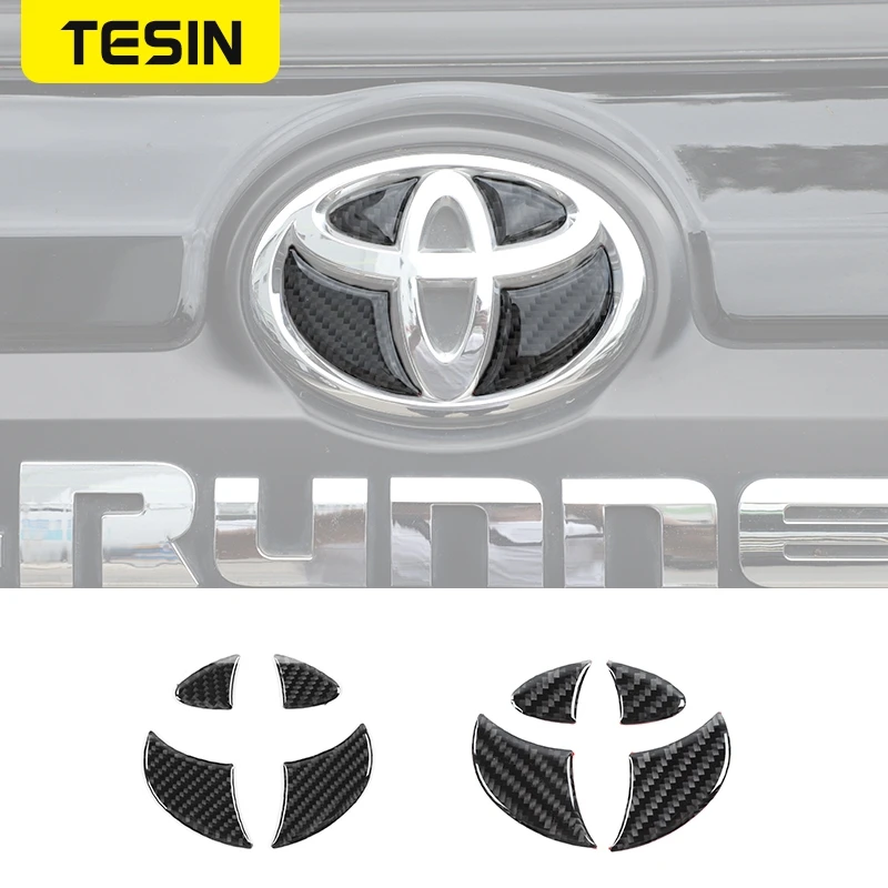 

TESIN Soft Carbon Fiber Car Front Rear Logo Decoration Cover Trim Decal Label Sticker Accessories for Toyota 4Runner 2010-2020