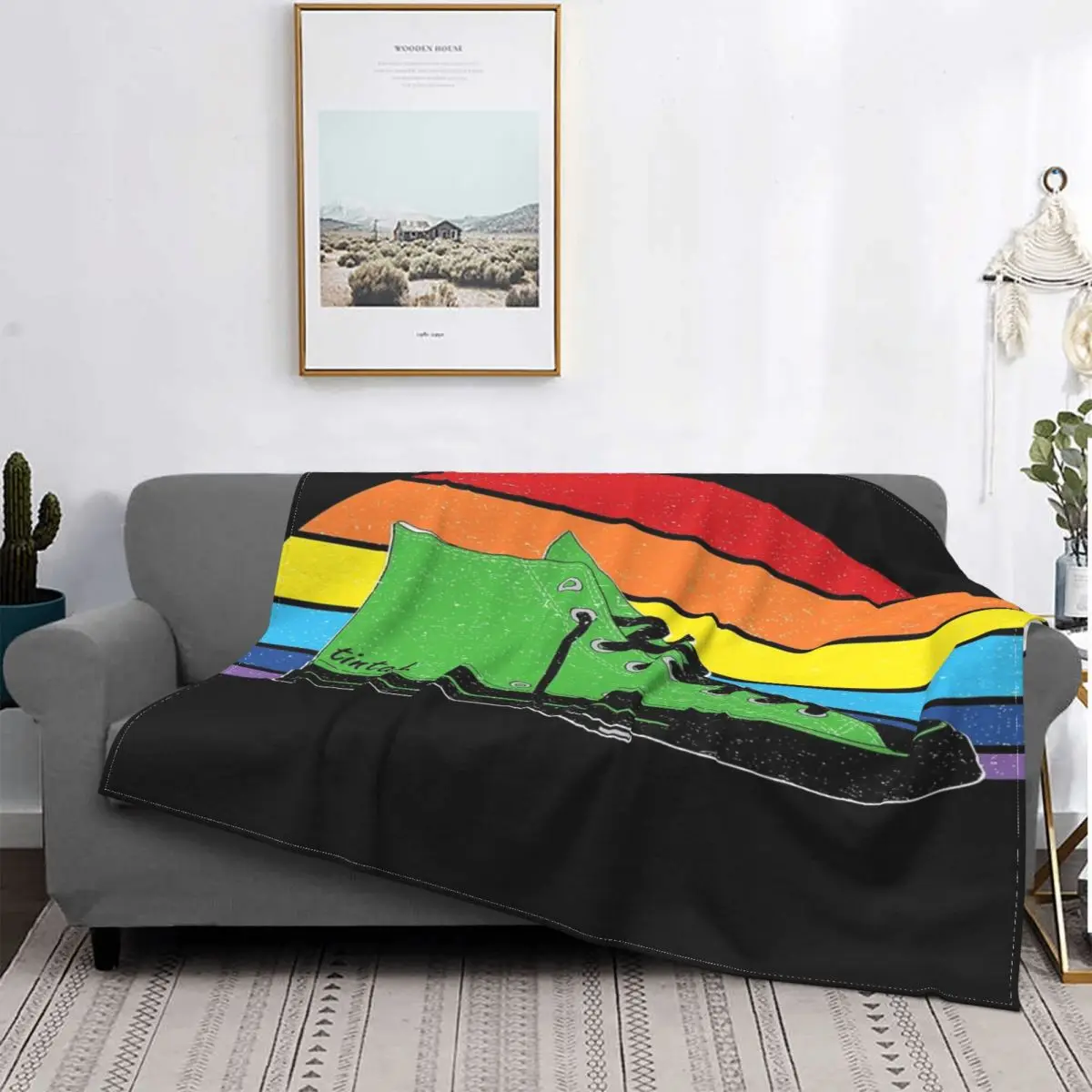 

Green Shoe Blanket Bedspread Bed Plaid Muslin Plaid Sofa Summer Blanket Picnic Bedspread