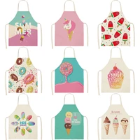 sweet donuts kitchen aprons for women cotton linen bibs household cleaning pinafore home cooking apron