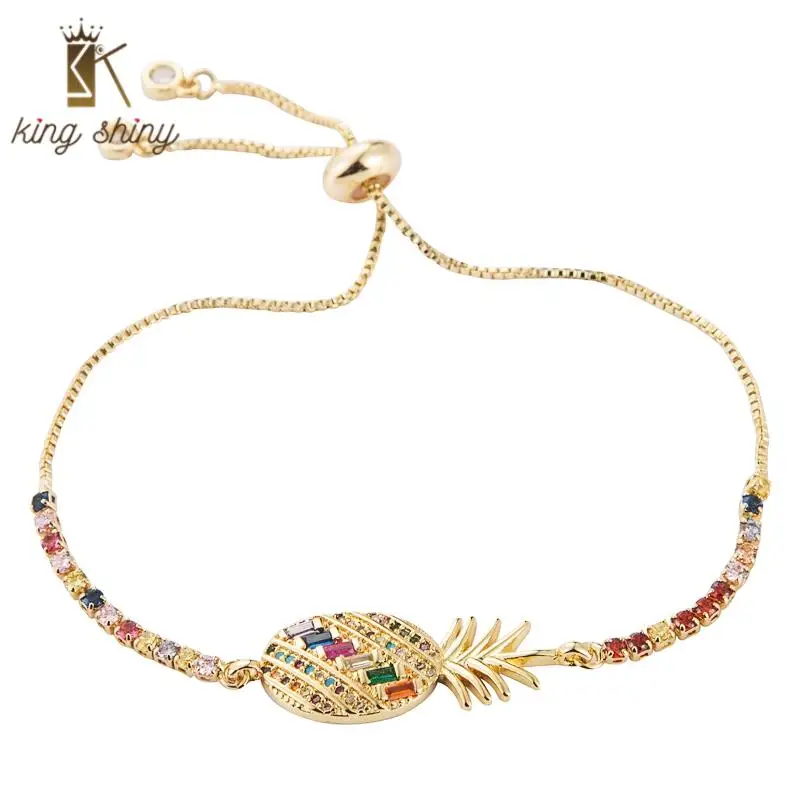 

2020 New Design Fashion Gold Color Bracelet and Bangle for Lady Simple Design Pie apple Natural Pearl Adjustable Copper Bracelet