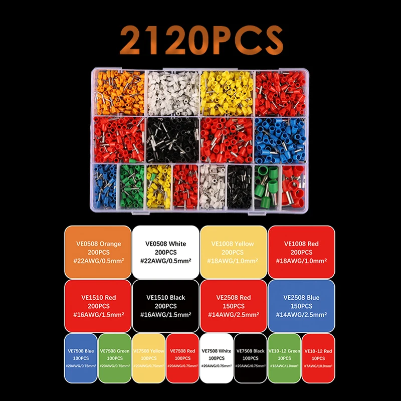 Обжимная Клемма в коробке трубчатая Клеммная колодка VE трубка электрического