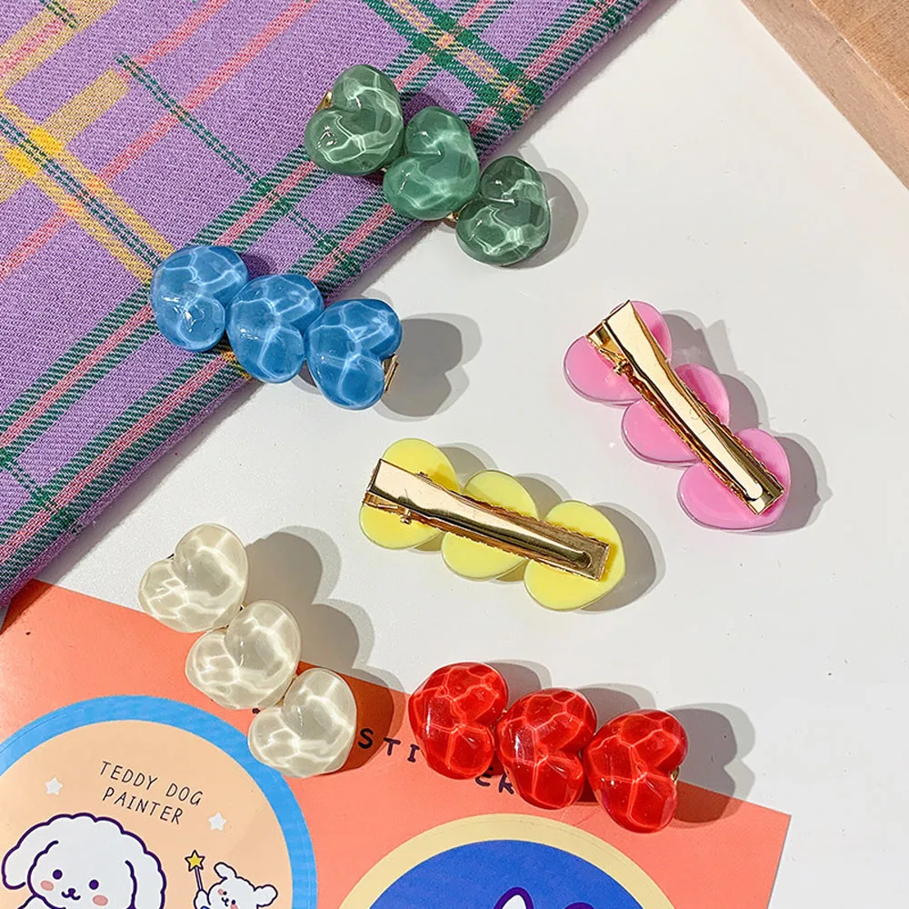 

New 2021 Cute Love Heart Hair Clips Metal Macaron Color Pearl Hair Pins Women Girls Hair Styling Tools