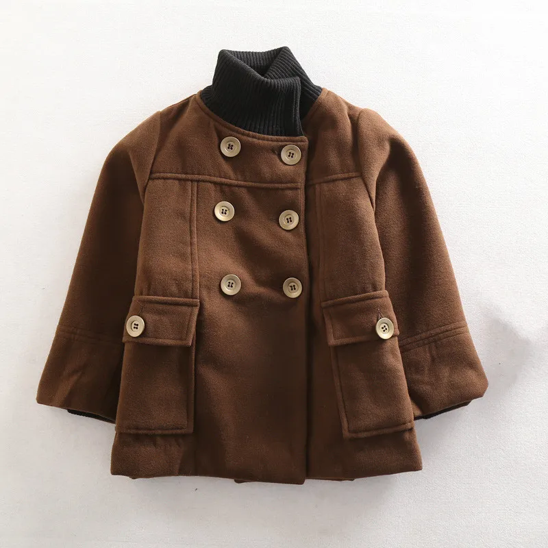 

Children Outwear Autumn Coat Double Breasted Woolen Outdoor Warm Jacket Boy Baby Tops Kids Clothes