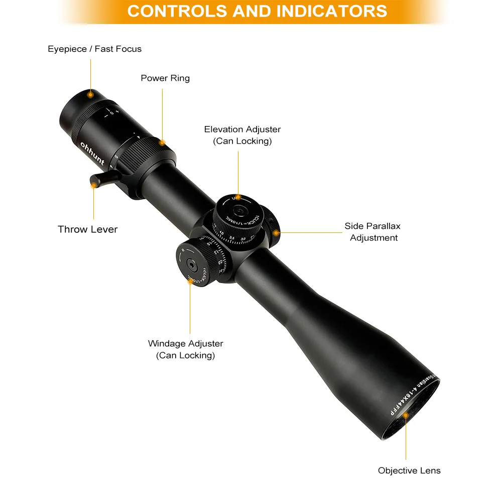 Ohhunt Guardian 4-16X44 FFP охотничий прицел стеклянная гравированная сетка боковой