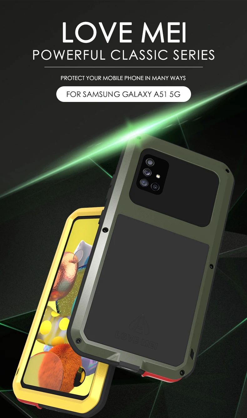 

For Samsung Galaxy A71 5G Case LOVE MEI Shock Dirt Proof Water Resistant Metal Armor Cover Phone Case for Samsung Galaxy A51 5G