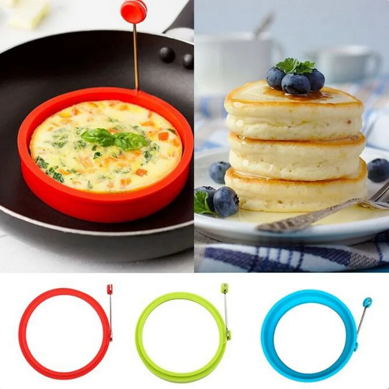 

New Silicone Fried Egg Pancake Ring Omelette Fried Egg Round Shaper Eggs Mould for Cooking Breakfast Frying Pan Oven Kitchen