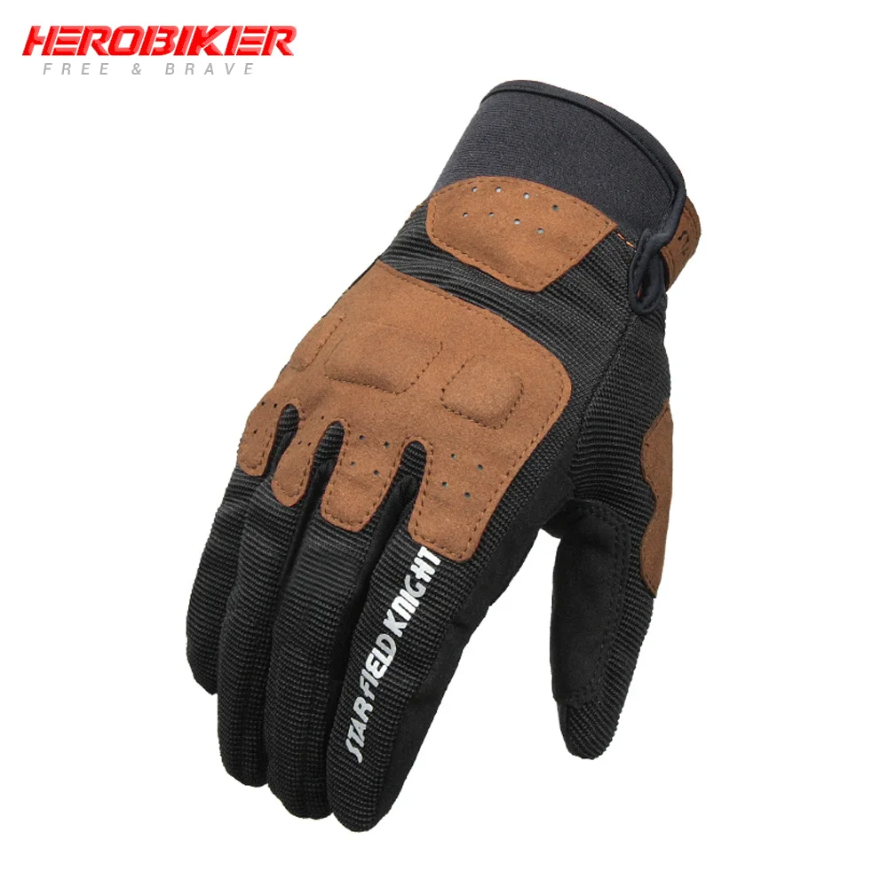 

HEROBIKER Motorcycle Accessories Guantes Moto Anti-slip Ridding Gloves Summer Breathable Full Finger Gloves Moto Gloves Guantes